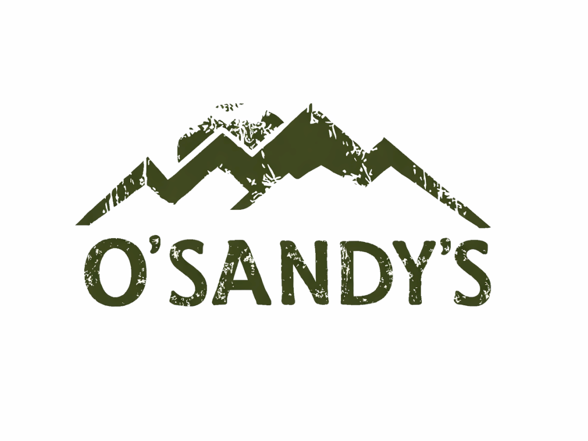 A logo reading &ldquo;O&rsquo;Sandy&rsquo;s&rdquo; with a green mountain graphic above the text.